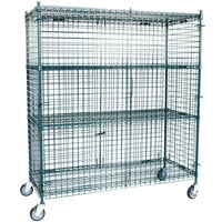 Regency 24 inch x 60 inch x 70 inch NSF Mobile Green Wire Security Cage Kit