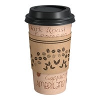 Choice 16 oz. Kraft Paper Hot Cup, Lid, and Sleeve Combo Kit - 50/Pack