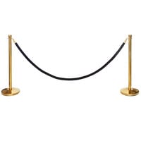 Lancaster Table & Seating 40" Gold Rope-Style Crowd Control / Guidance Stanchion Set with 8' Black Rope