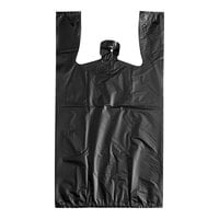 Choice 1/6 Standard Size Black Unprinted Embossed Extra Heavy-Duty Plastic T-Shirt Bag - 150/Case