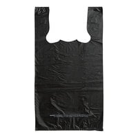 Choice 1/6 Standard Size Black Unprinted Embossed Medium-Duty Plastic T-Shirt Bag - 500/Case