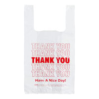 Choice 1/8 Small Size White "Thank You" Standard-Duty Plastic T-Shirt Bag - 1000/Case