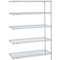 Metro 5AN327BR Super Erecta Brite Wire Stationary Add-On Shelving Unit - 18" x 30" x 74"