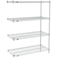 Metro AN536BR Super Erecta Brite Wire Stationary Add-On Shelving Unit - 24" x 36" x 63"