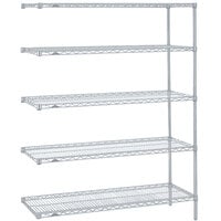 Metro 5AN347BR Super Erecta Brite Wire Stationary Add-On Shelving Unit - 18" x 42" x 74"