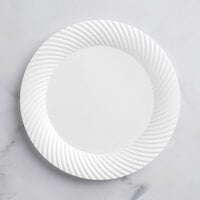 Visions Wave 9" White Plastic Plate - 18/Pack