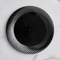 Visions Wave 9" Black Plastic Plate - 180/Case