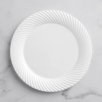 Visions Wave 10" White Plastic Plate - 18/Pack