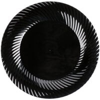 Visions Wave 10" Black Plastic Plate - 18/Pack