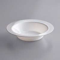 Visions 12 oz. White Bowl with Silver Lattice Design - 15/Pack