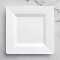 Visions Florence 8" Square White Plastic Plate - 10/Pack