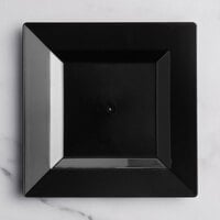 Visions Florence 6" Square Black Plastic Plate - 120/Case