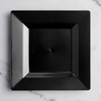 Visions Florence 8" Square Black Plastic Plate - 10/Pack
