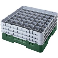 Cambro 49S800119 Sherwood Green Camrack Customizable 49 Compartment 8 1/2" Glass Rack with 4 Extenders
