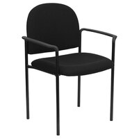 Flash Furniture BT-516-1-BK-GG Black Fabric Stackable Side Chair with Arms