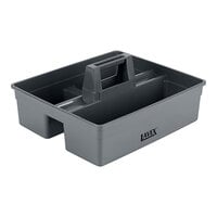 Lavex 15 1/4" x 13 1/4" Gray Plastic 3-Compartment Cleaning Caddy