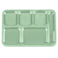 Carlisle 614R09 10" x 14" Right Handed ABS Plastic Green 6 Compartment Tray