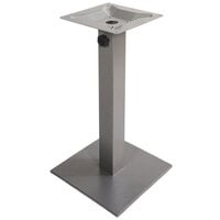 BFM Seating Margate Standard Height Outdoor / Indoor 24" Silver Square Table Base with Umbrella Hole