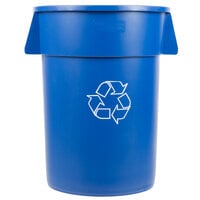 Carlisle 841044REC14 Bronco 44 Gallon Blue Round Recycling Trash Can