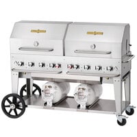 Crown Verity CCB-60RDP 60" Outdoor Club Grill with 2 Horizontal Propane Tanks and Roll Dome Package