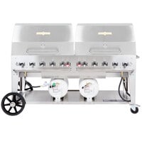 Crown Verity CCB-72RDP 72" Outdoor Club Grill with 2 Horizontal Propane Tanks and Roll Dome Package