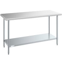 Steelton 24" x 60" 18 Gauge 430 Stainless Steel Work Table with Undershelf