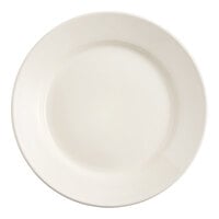 Acopa 9 5/8" Ivory (American White) Wide Rim Rolled Edge Stoneware Plate - 12/Pack