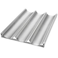 Chicago Metallic 49011 3 Loaf Glazed Welded Aluminum Baguette / French Bread Pan -25 3/4" x 5" x 2 1/16" Compartments