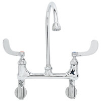 T&S B-0355-04 Wall Mounted Surgical Sink Faucet with Adjustable Centers, 5 1/2" Rigid Gooseneck, Integral Stops, and 4" Wrist Action Handles