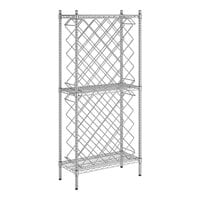 Regency 14" x 30" Chromate Finish 84-Bottle Wire Wine Rack Kit with 64" Chrome Stationary Posts and 3 Shelves