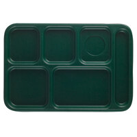 Cambro BCT1014119 Budget Right Handed ABS Plastic Sherwood Green 6 Compartment Serving Tray - 24/Case