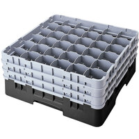 Cambro 36S958110 Black Camrack Customizable 36 Compartment 10 1/8" Glass Rack with 5 Extenders