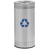 Commercial Zone 78182999 Precision 25 Gallon Imprinted Stainless Steel Round Trash Receptacle with Recycler Lid and Decals