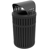 Commercial Zone 72830199 ArchTec Parkview 45 Gallon Round Black Steel Outdoor Trash Receptacle with Canopy