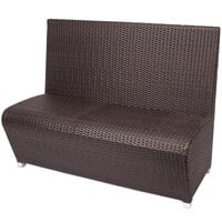 BFM Seating 48 inch Long Cancun Java Aluminum Booth Bench with Synthetic Weave Back and Seat - 37 1/2 inch High