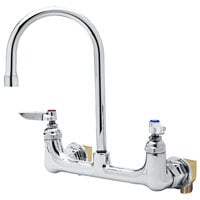 T&S B-0331-VF22-EL Vandal-Resistant Wall Mounted Faucet with 8" Adjustable Centers, 5 3/4" Swivel Gooseneck, Eterna Cartridges, and Installation Kit