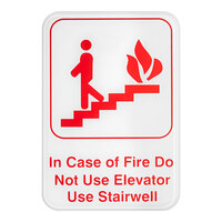 Thunder Group In Case Of A Fire Do Not Use Elevator, Use Stairwell Sign - Red and White, 9" x 6"