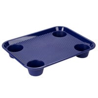 GET FT-20-CB 14" x 17" Ambidextrous Polypropylene Cobalt Blue Fast Food Tray with Cup Holders
