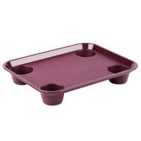 GET FT-20-BU 14" x 17" Ambidextrous Polypropylene Burgundy Fast Food Tray with Cup Holders