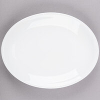 Libbey 840-520R-9 Porcelana Rolled Edge Coupe Platter 9 3/4" x 7 1/2" Bright White Oval Porcelain - 24/Case