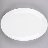 Libbey 840-520R-24 Porcelana Rolled Edge Coupe Platter 11 3/4" x 8" Bright White Oval Porcelain - 12/Case