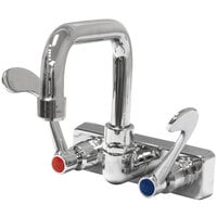 Advance Tabco K-206 6" Wall Mounted Extended Spout Swivel Faucet with 4" Centers and Wrist Handles