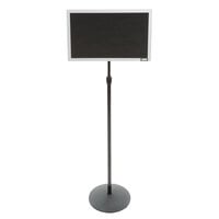 Aarco SMD1218 36" - 66" Black Adjustable Aluminum Single Pedestal Stand with 12" x 18" Black Felt Board and 3/4" Letters
