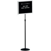 Aarco SMD1418 36" - 66" Black Adjustable Aluminum Single Pedestal Stand with 14" x 18" Black Felt Board and 3/4" Letters