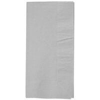 Creative Converting 673281B Shimmering Silver 1/8 Fold 2-Ply Paper Dinner Napkin - 50/Pack