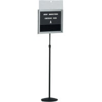Aarco CMD1418 36" - 66" Black Adjustable Aluminum Single Pedestal Stand with 14" x 18" Black Felt Board, 3/4" Letters, and Lift Off Cover