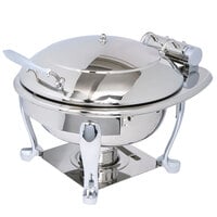 Eastern Tabletop 3939S Crown 4 Qt. Stainless Steel Round Induction / Traditional Chafer with Freedom Stand and Hinged Dome Cover