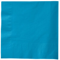 Creative Converting 583131B Turquoise 3-Ply 1/4 Fold Luncheon Napkin   - 50/Pack