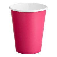 Creative Converting 56177B 9 oz. Hot Magenta Pink Poly Paper Hot / Cold Cup - 24/Pack