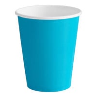Creative Converting 563131B 9 oz. Turquoise Blue Poly Paper Hot / Cold Cup - 24/Pack